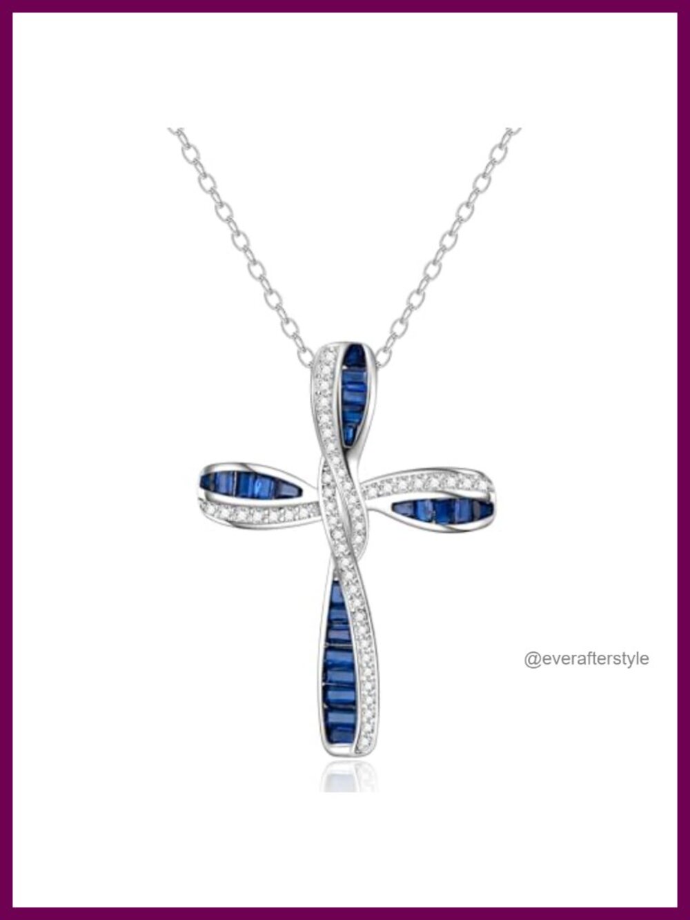 925 Sterling Silver Princess Cut CZ Infinity Twisted Cross Pendant Necklace